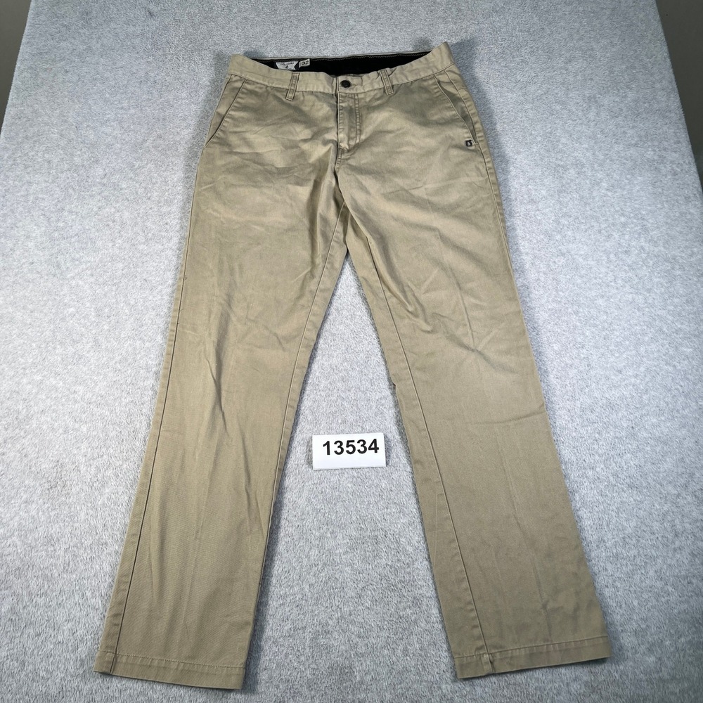 Volcom VMonty Chino Pants Mens 32 Khaki Tan Excellent Straight Leg Twill